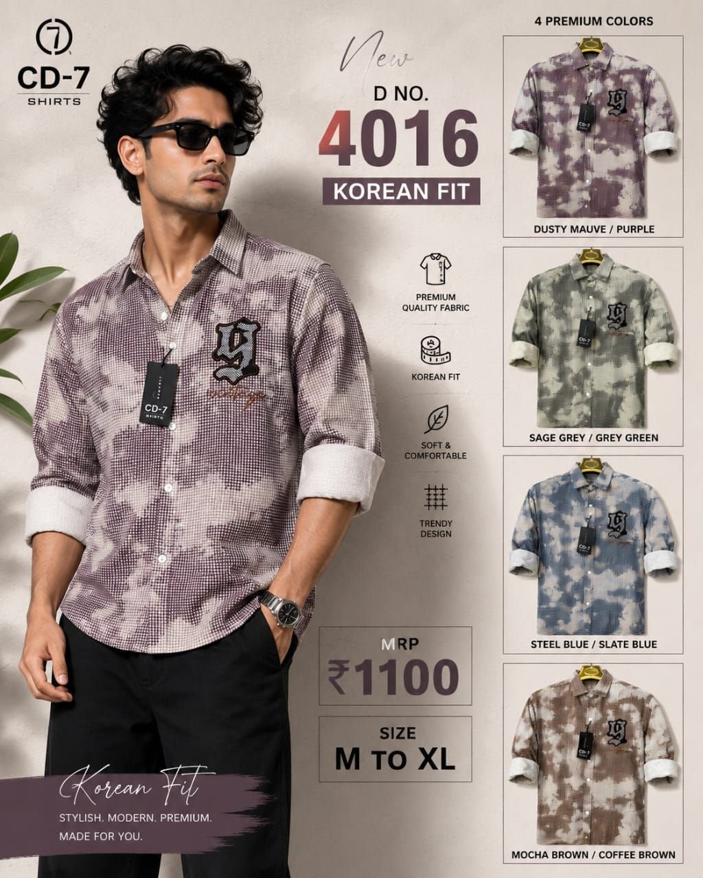CD-7 Men’s Korean Fit Premium Printed Shirt – 4016