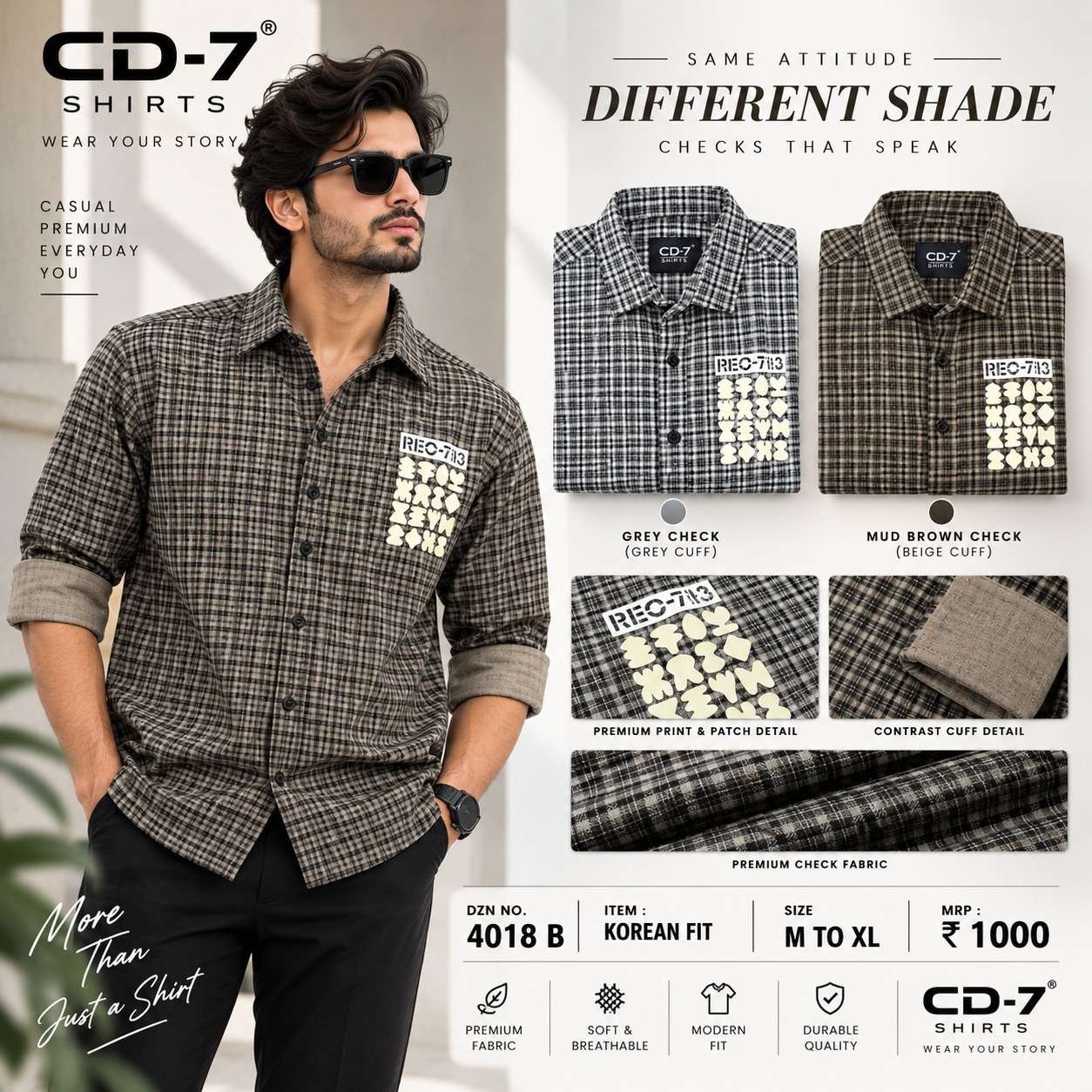 CD-7 Men’s Korean Fit Premium Printed Shirt – 4018-B