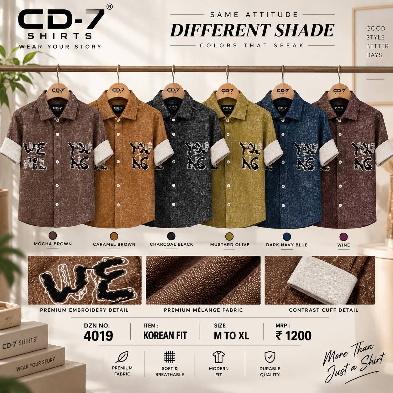 CD-7 Men’s Korean Fit Premium Printed Shirt – 4019