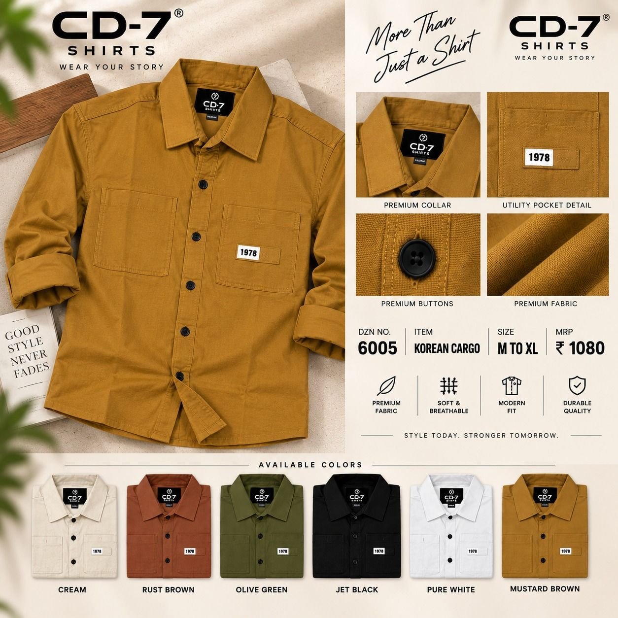 CD-7 Men’s Korean Fit Premium PLAIN Shirt – 6005