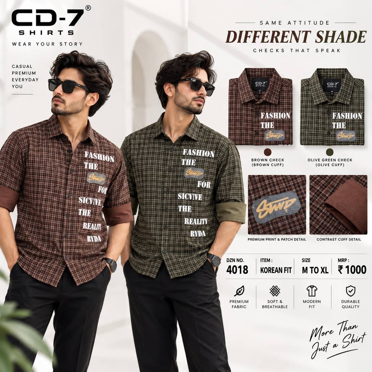 CD-7 Men’s Korean Fit Premium Printed Shirt – 4018