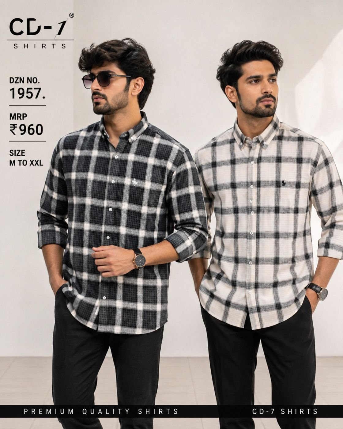 CD-7 Men’s Korean Fit Premium CHECKS  Shirt – 1957