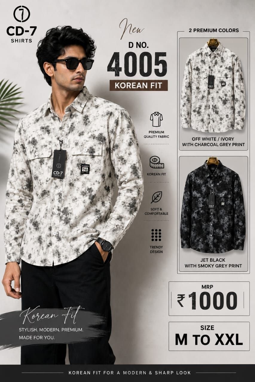 CD-7 4005 Korean Fit Premium Printed Cargo Shirt
