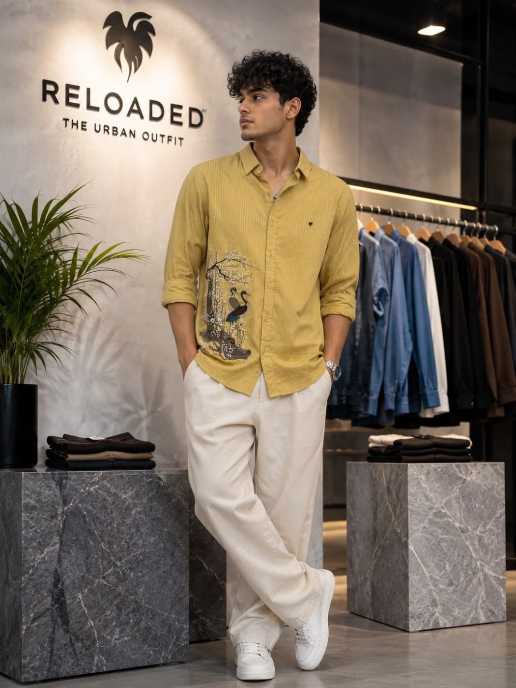 Men’s Printed Casual Shirt – Terracotta