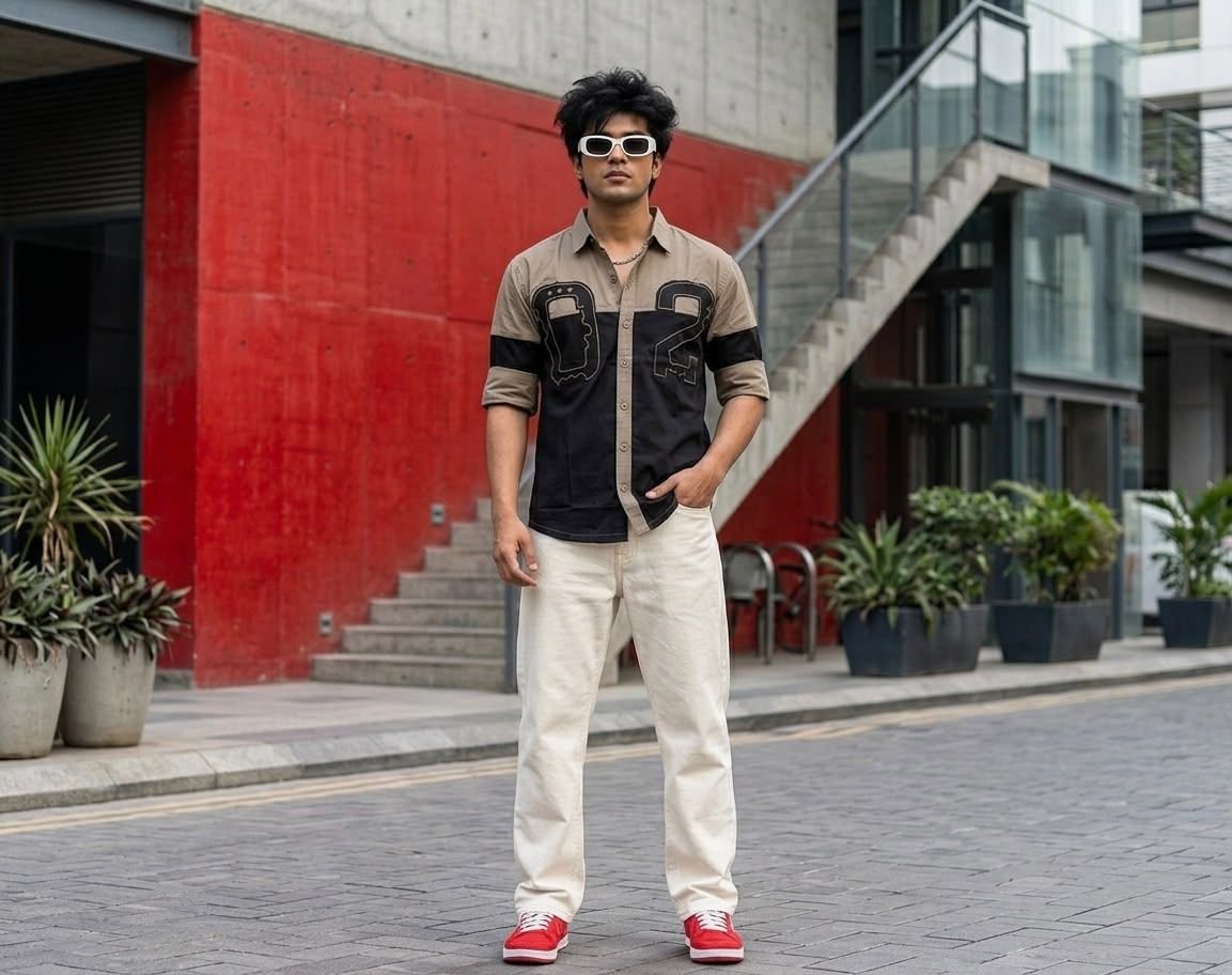 Men’s Contrast Panel Utility Shirt