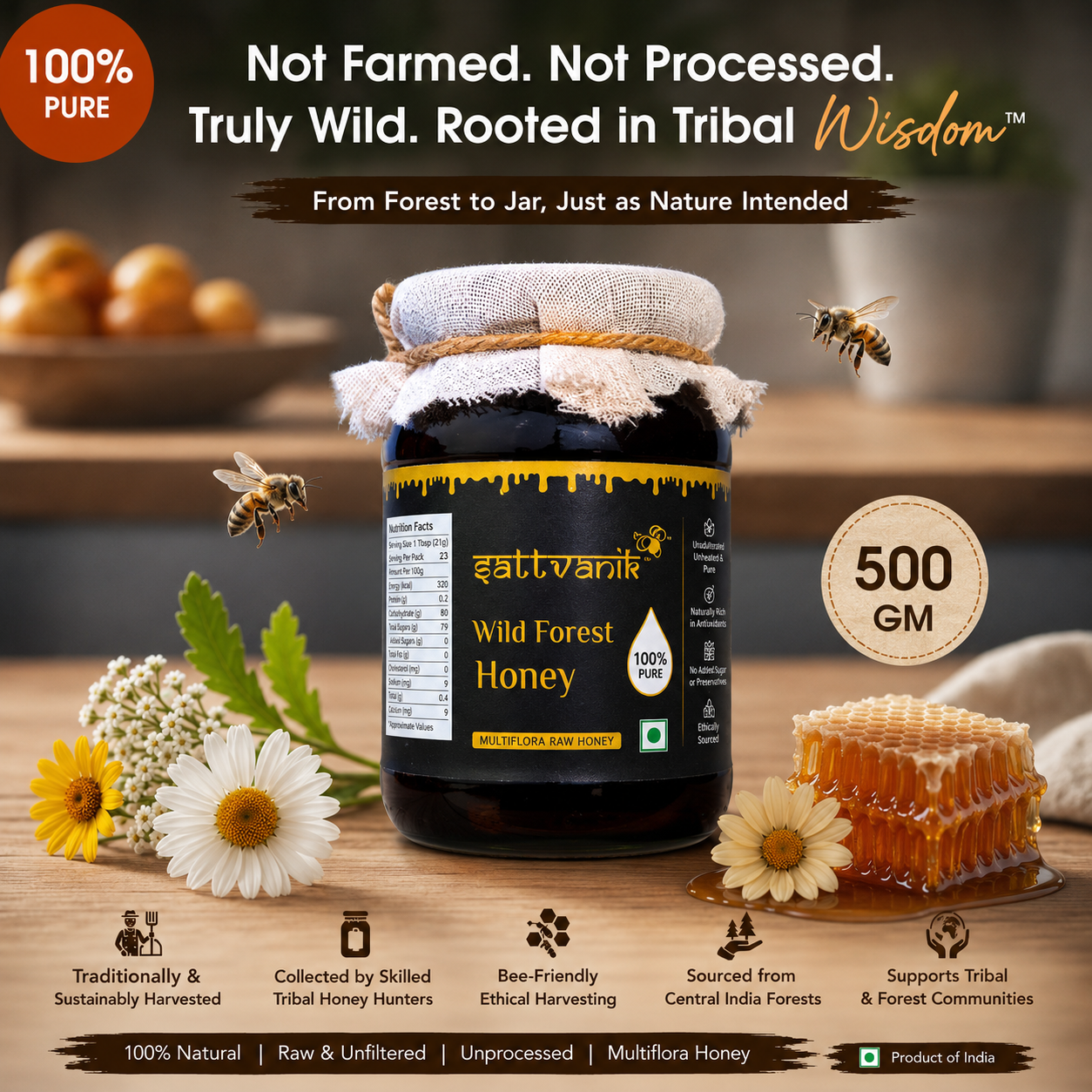 100% NATURAL WILD FOREST (MULTIFLORA) RAW HONEY